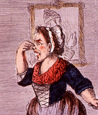 comical woman holding her nose