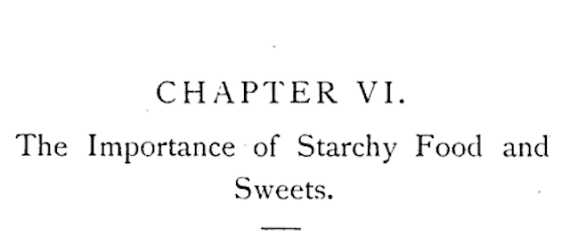 chapter title image labeled "The Importance of Starchy Food and Sweets"