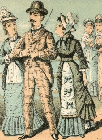 man strolling with women on each arm