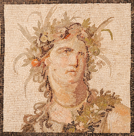 mosaic of head with garland