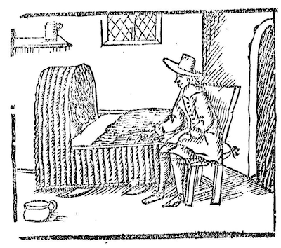 woodcut of man at person's bedside