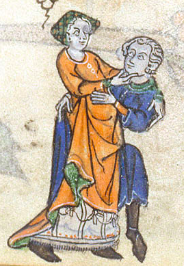 illustration of man and woman embracing vigorously in a margin