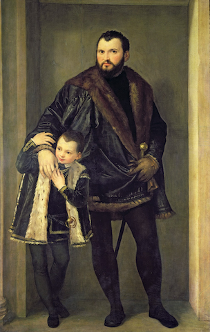painting of father with arm around 